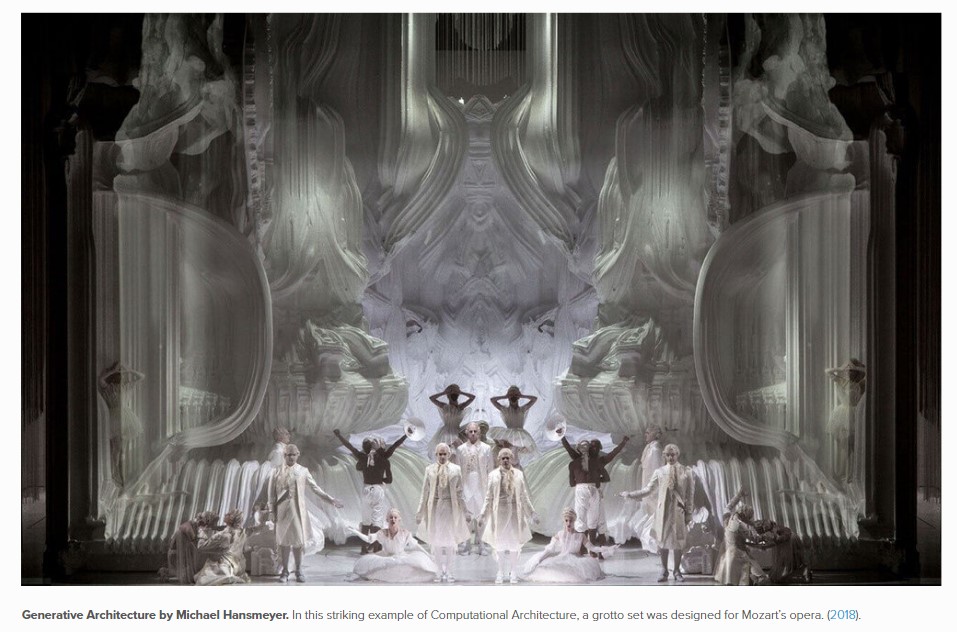 Generative Architecture by Michael Hansmeyer. In this striking example of Computational Architecture, a grotto set was designed for Mozart's opera. (2018).
